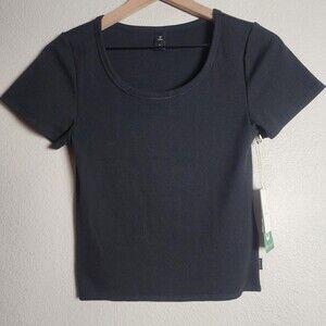 Roark Shirt Womens Medium Black Wind Worn Tee Scoop Neck Drirelease Ribbed